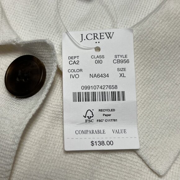 J. Crew Factory Polo Lady Jacket Cardigan Womens Size XL White NWT $138 CB956 - Picture 6 of 9